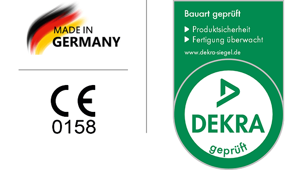 Eine Kombination aus 3 Prüfsiegeln